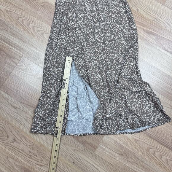 Women’s Animal Print Dress Tan Small Ruched Ruffle Sleeveless Lightweight Maxi - Picture 4 of 6